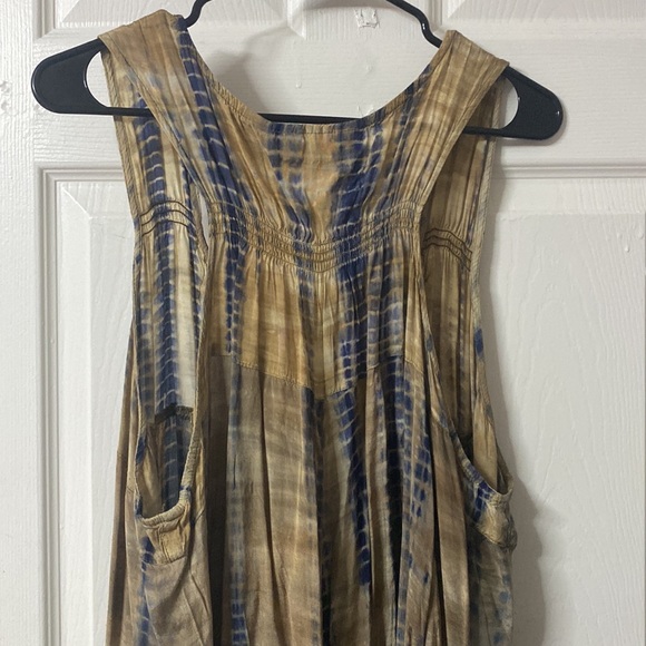 Beach Dress Cover Up Navy Khaki Beaded - Picture 6 of 11